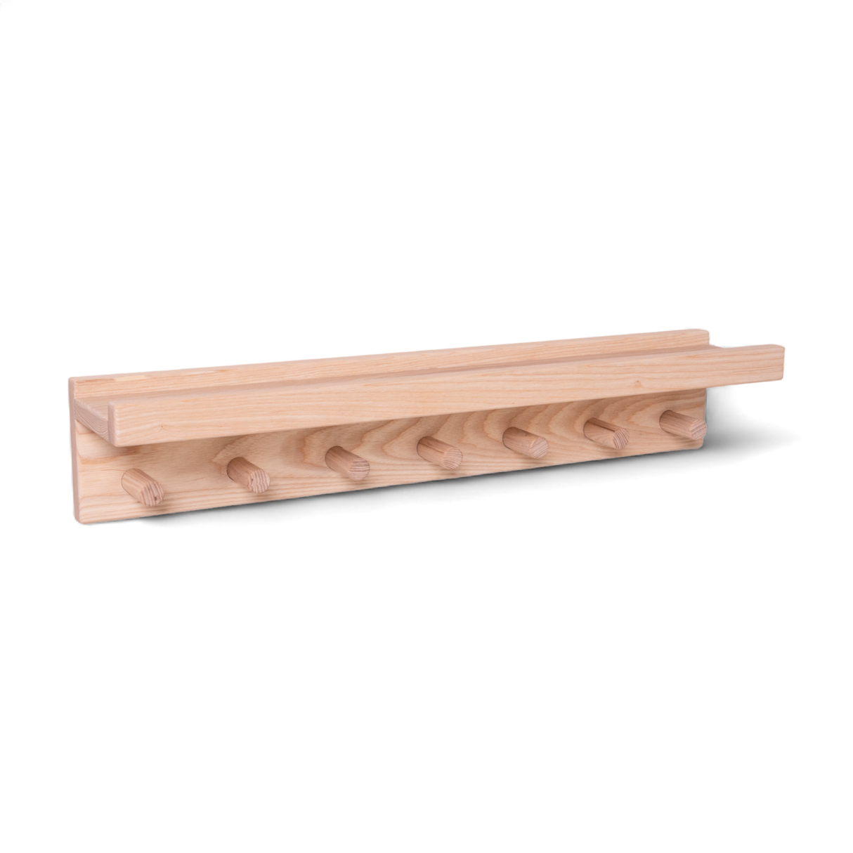 Signature Wall Shelf With Pegs - Solid Ash