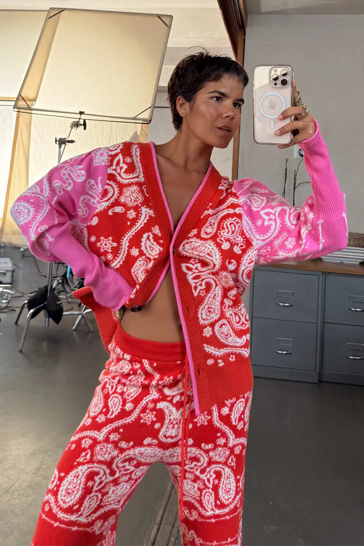 Red Bandana Martha Cardigan