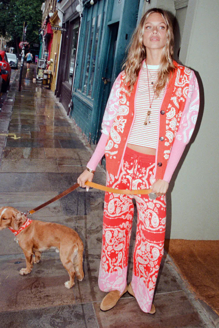 Red Bandana Martha Cardigan