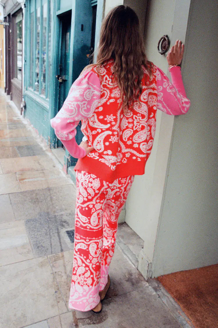 Red Bandana Martha Cardigan