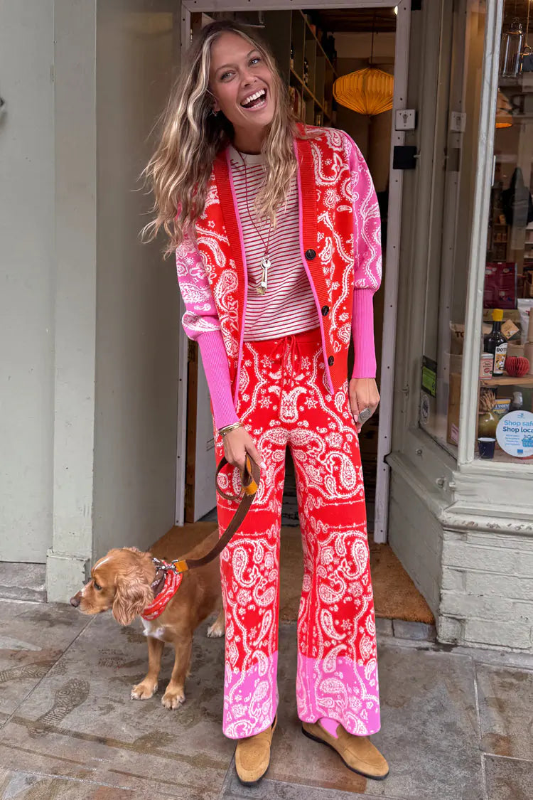 Red Bandana Martha Cardigan