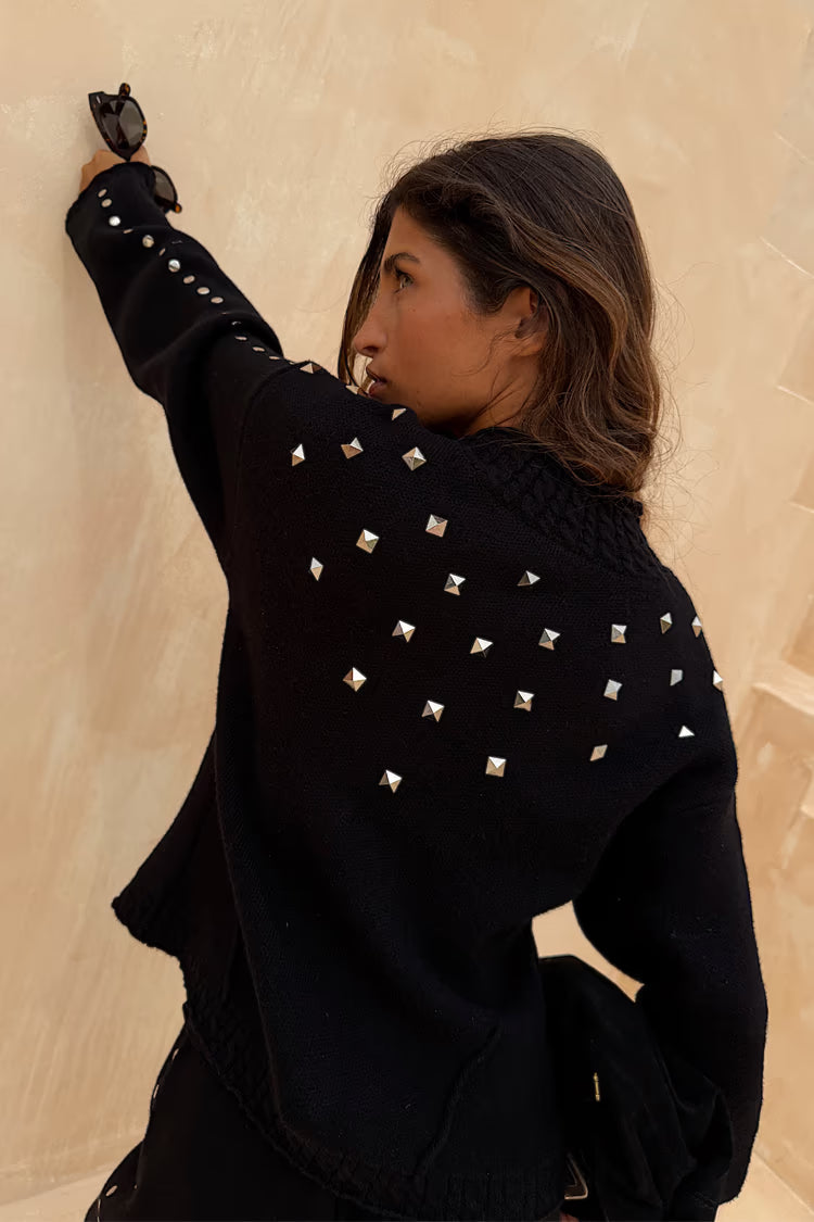 Black Studded Cardigan