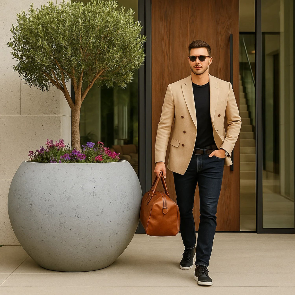 Orbello | Onyx Dusk – 110cm XXL Concrete Sphere Planter – 686L Round Plant Pot