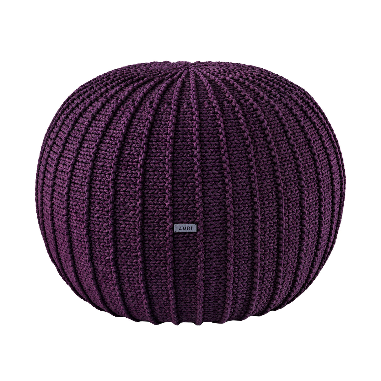Knitted Pouffe, Medium | AUBERGINE