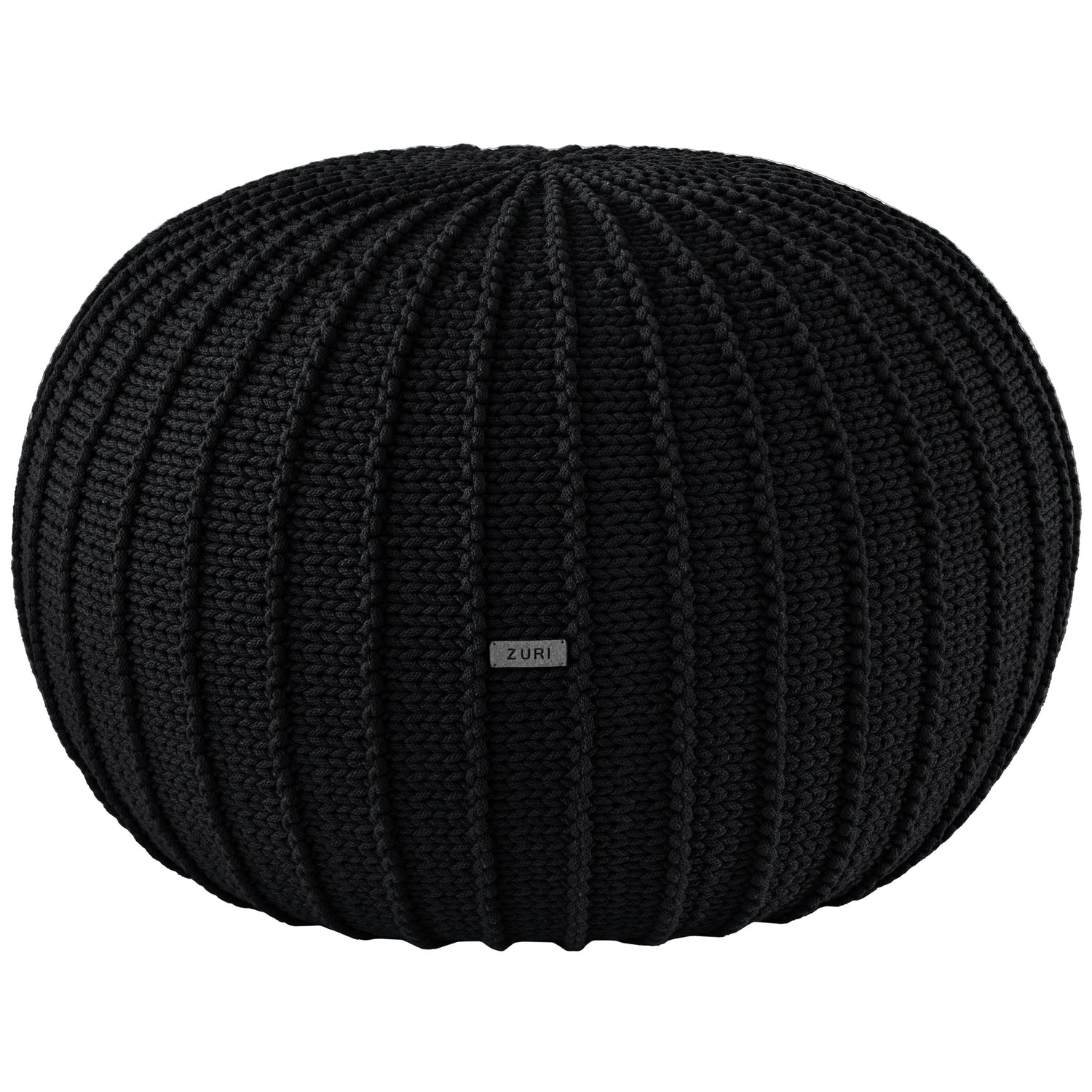 Knitted Pouffe, Large | BLACK
