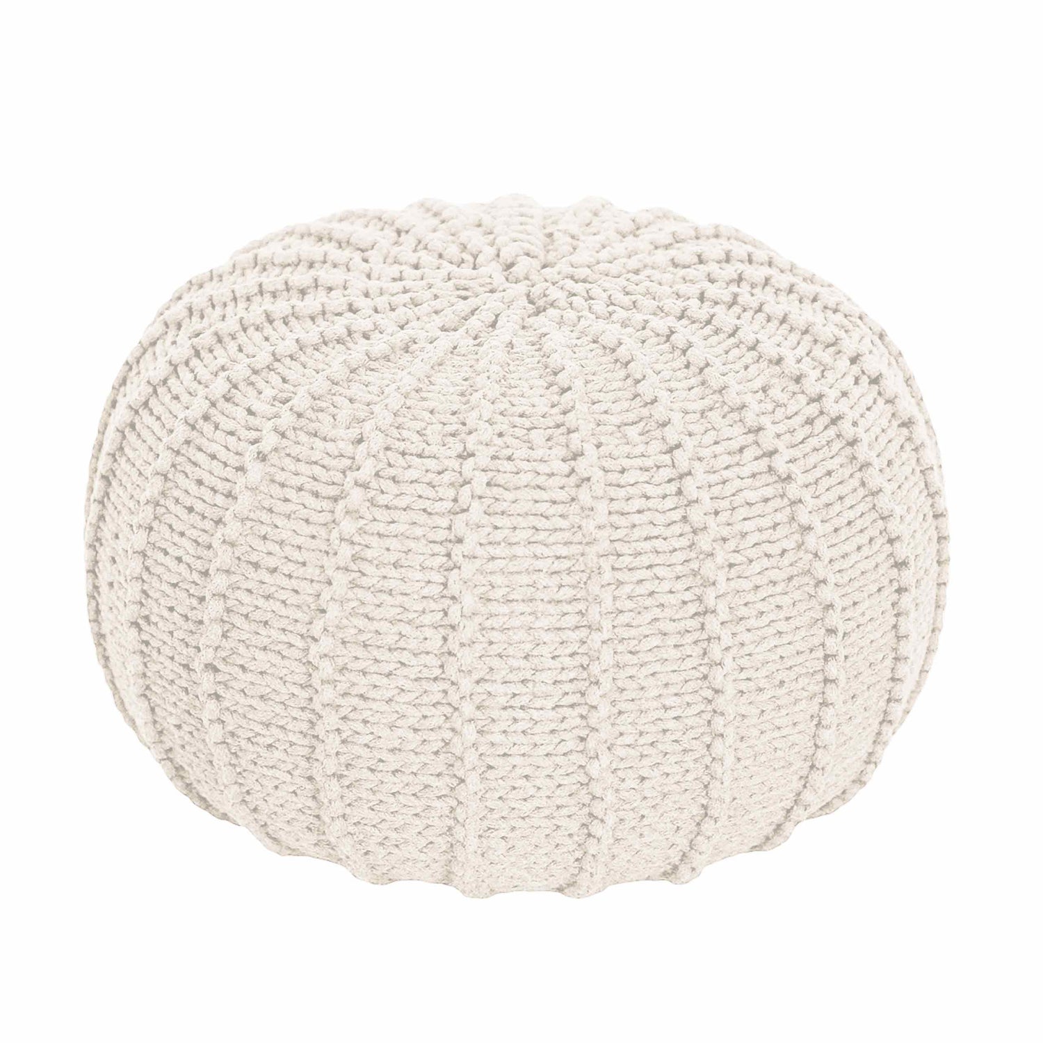 Knitted Pouffe, Small | IVORY