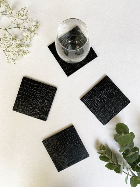 Coaster - Faux Python Black