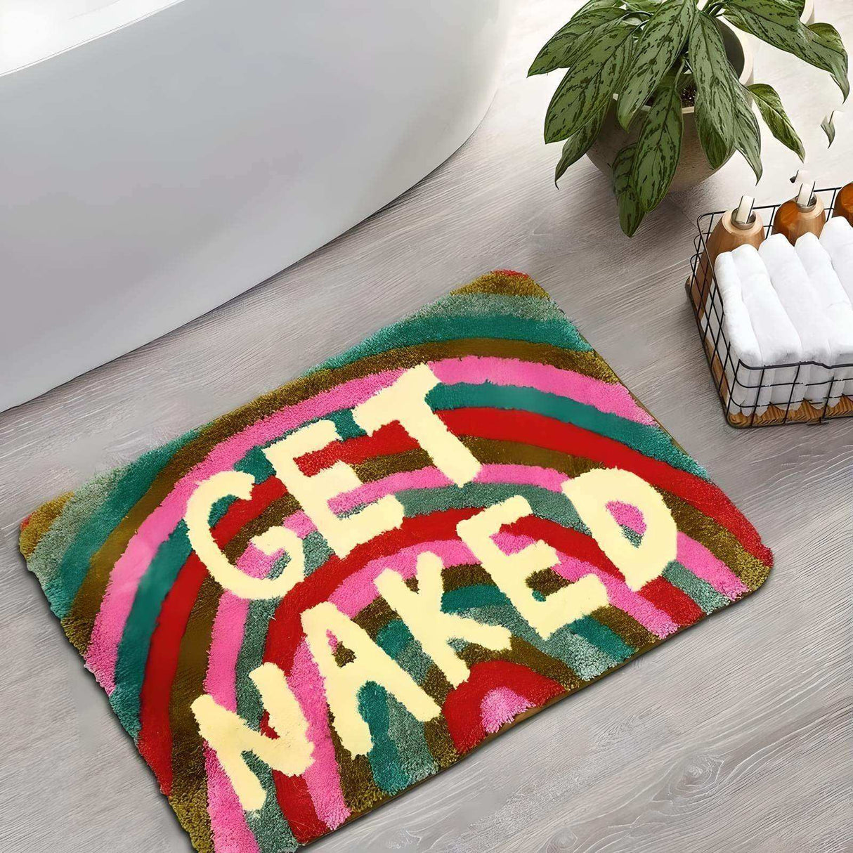 Rainbow Get Naked Bath Mat