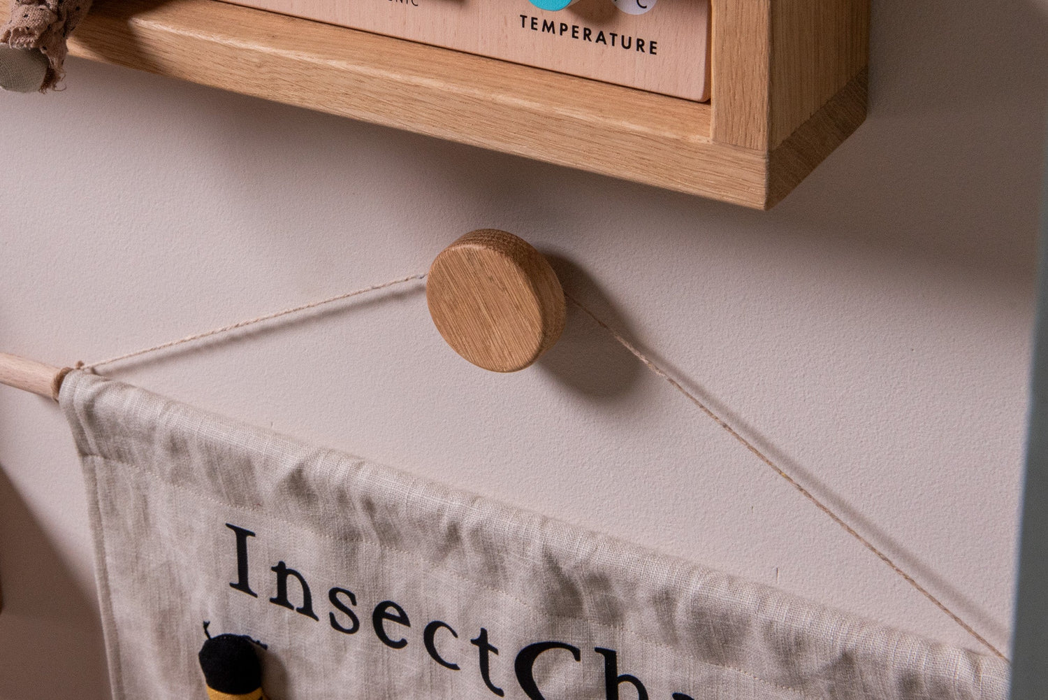 Round Wall Hook - Solid Oak