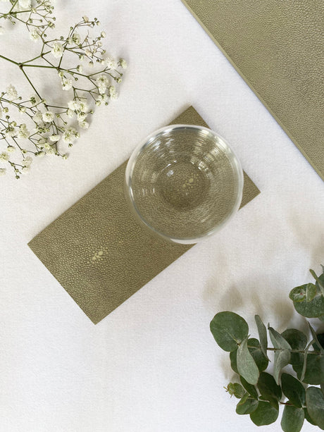 Double Coaster - Faux Shagreen Natural