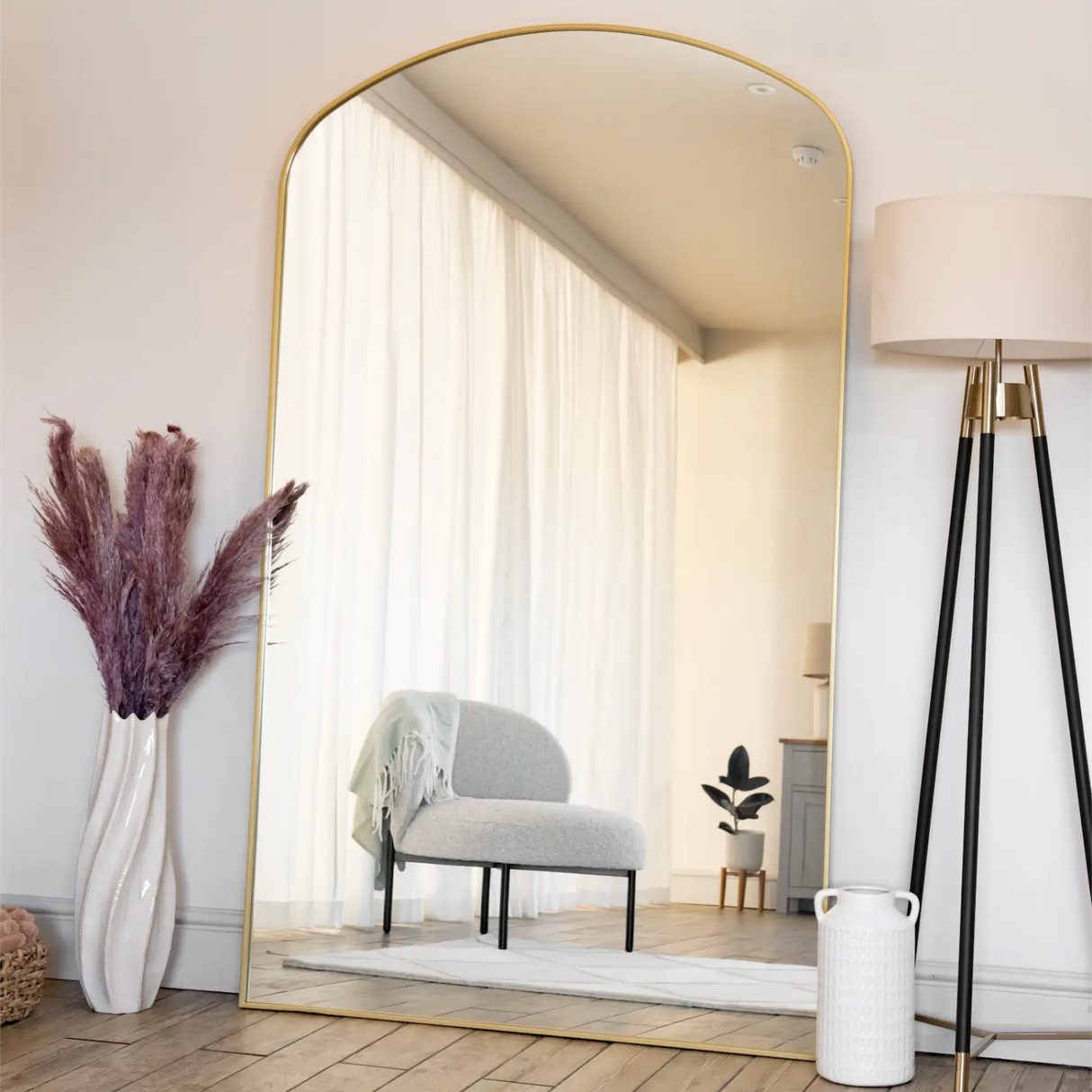Yoko - Gold Metal Gentle Arch Mirror - 180cm x 105cm.