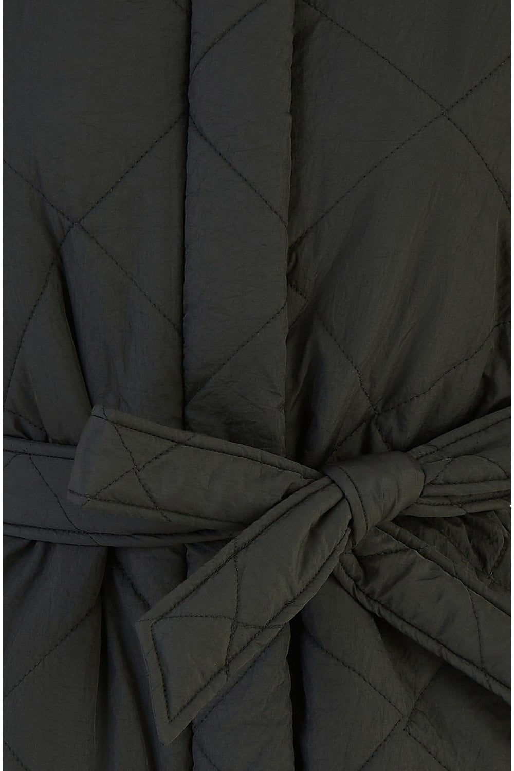 Yumi Black High Neck Quilted Gilet With Belt