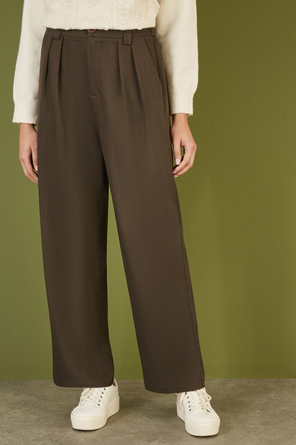 Yumi Brown Wide Leg Trousers
