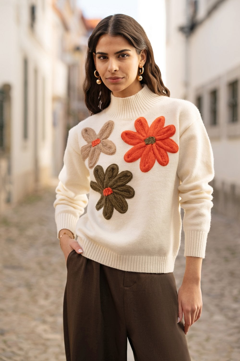 Yumi Brown Wide Leg Trousers