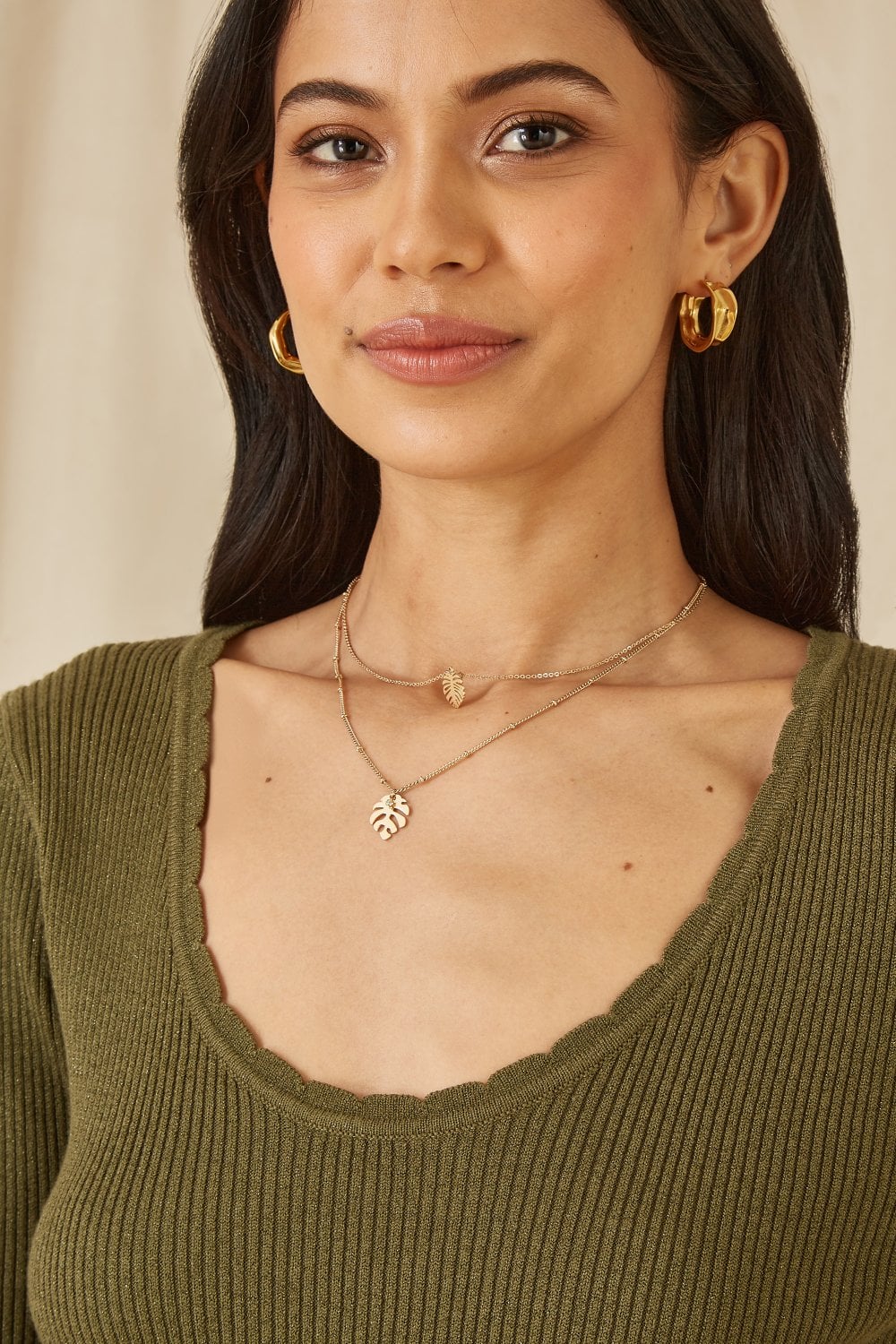 Yumi Green Metallic Knitted Ribbed Top