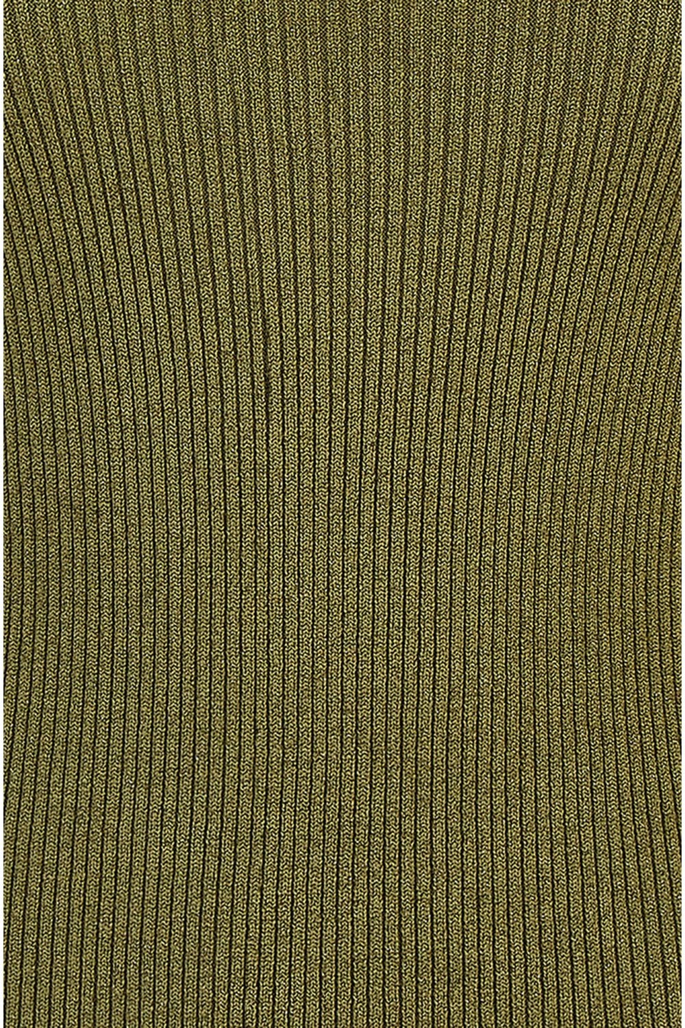 Yumi Green Metallic Knitted Ribbed Top