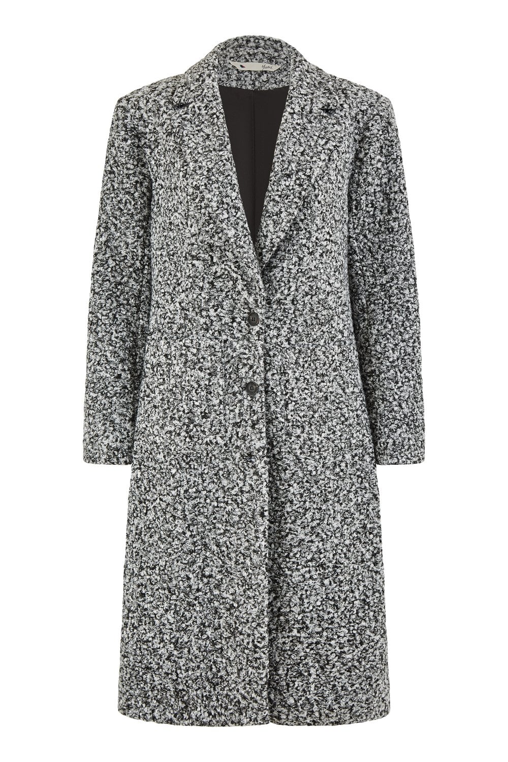 Yumi Grey Boucle Long Line Coat