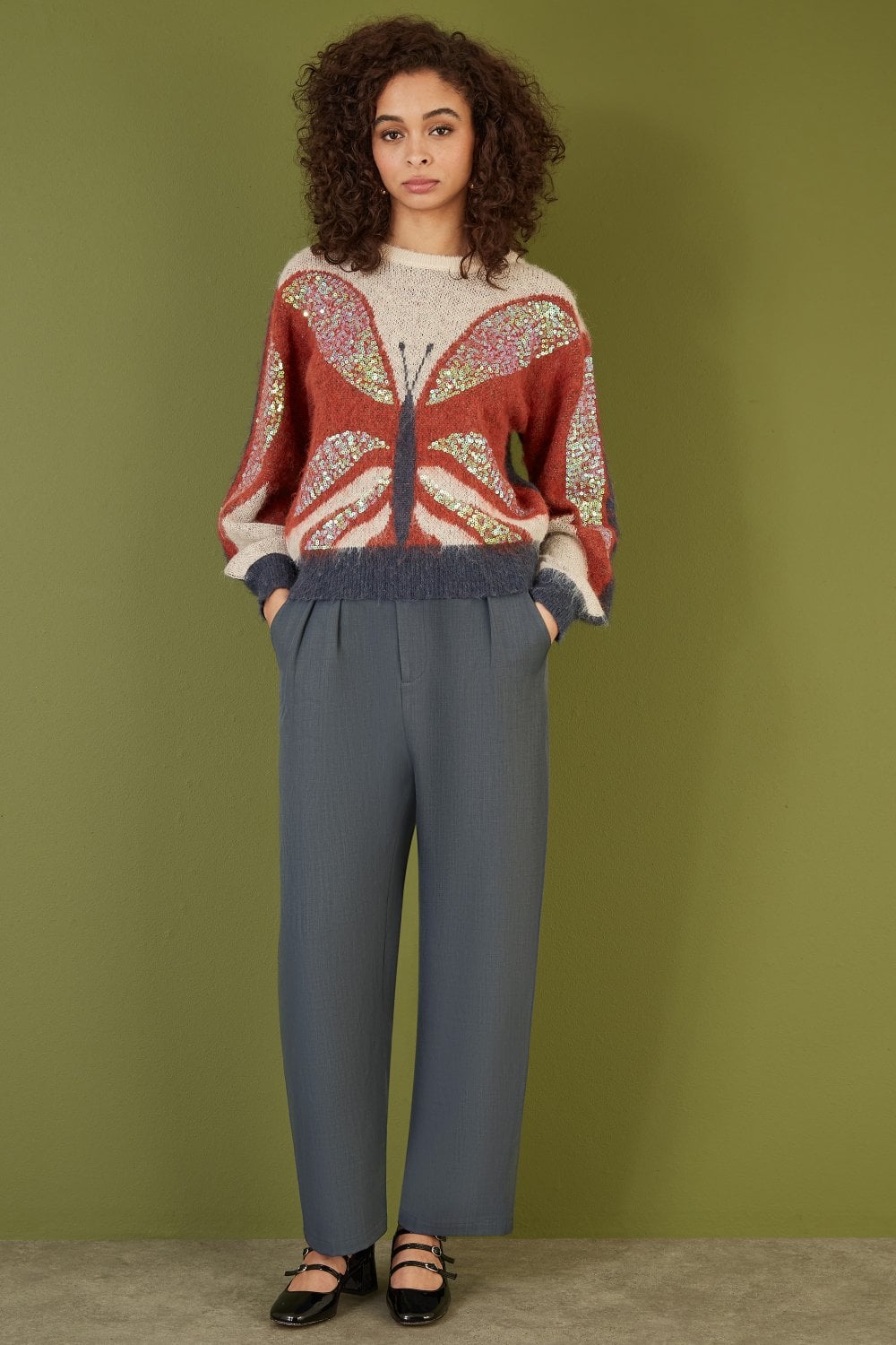 Yumi Grey Wide Leg Trousers