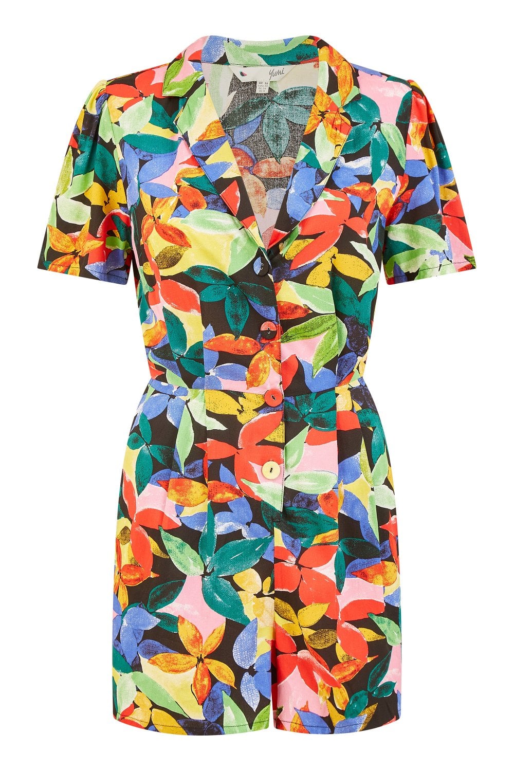 Yumi Multicolour Tropical Leaf Print Playsuit
