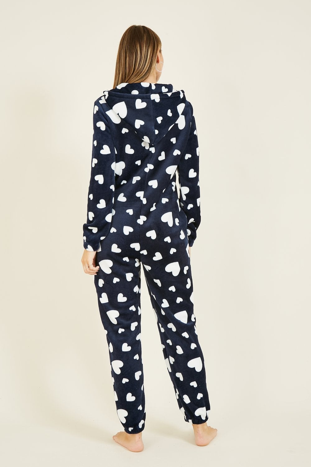 Yumi Navy Heart Super Soft Onesie With Pockets