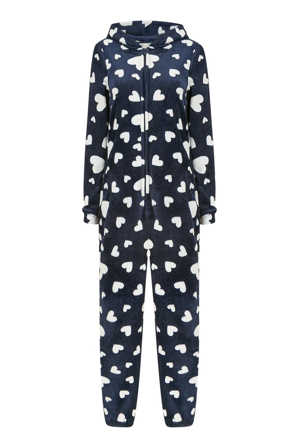 Yumi Navy Heart Super Soft Onesie With Pockets