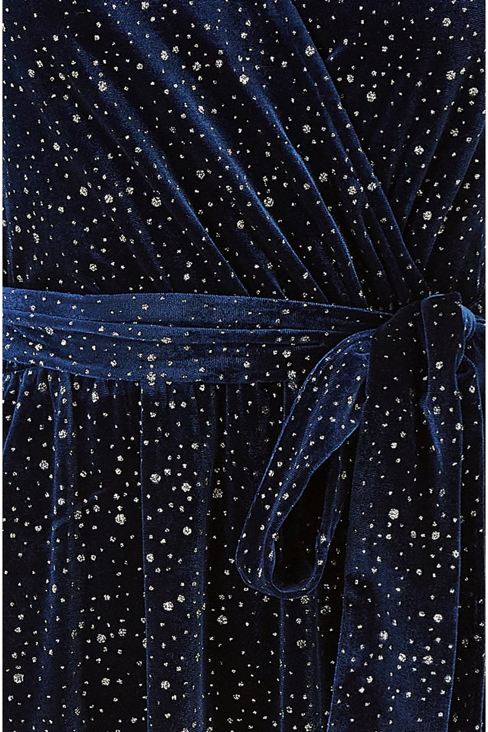 Yumi Navy Velvet Sparkle Wrap Midi Dress