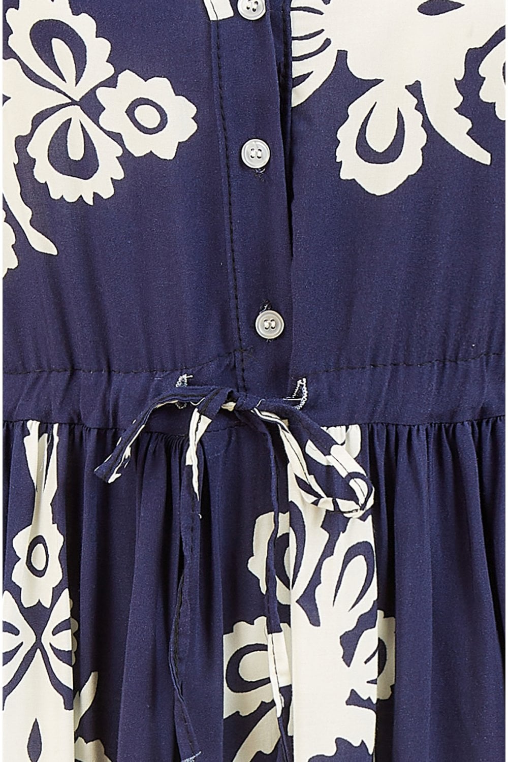 Yumi Navy Viscose Midi Dress With Long Sleeves