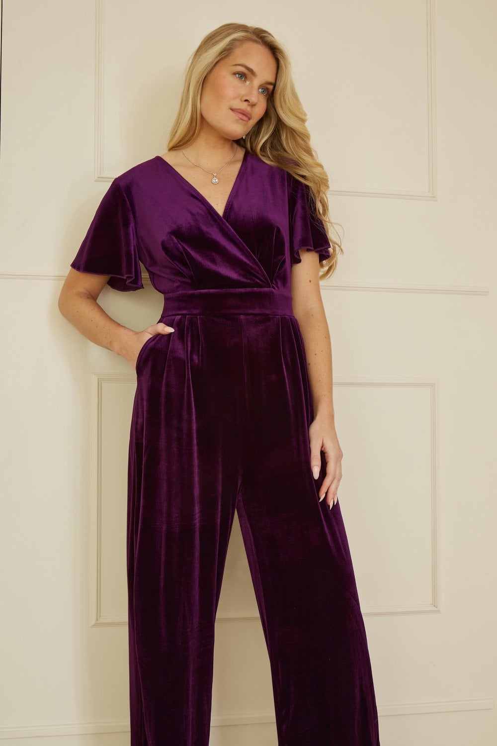 Yumi Purple Jumpsuit With Angel Sleeves
