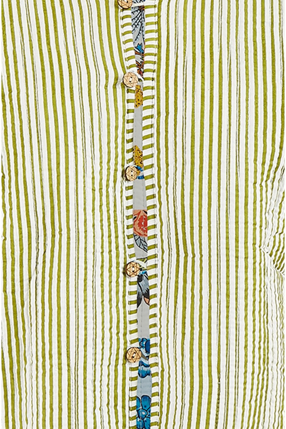 Yumi White Patchwork Print Reversible Cotton Quilted Jacket