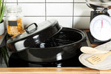 Carvara Black Enamel Large Casserole Dish