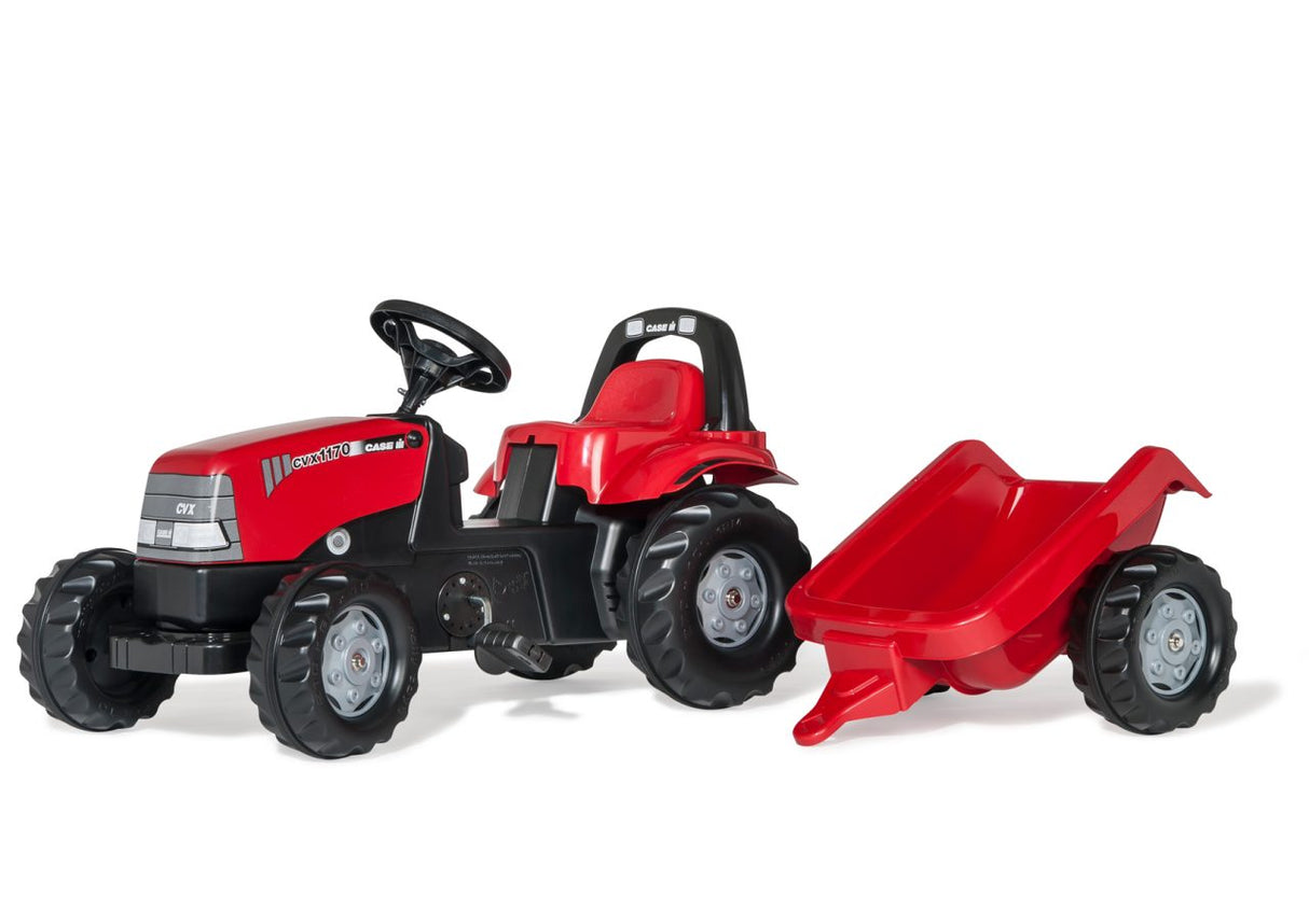 Rolly Toys Kid Case IH Tractor With Roll Bar & Trailer