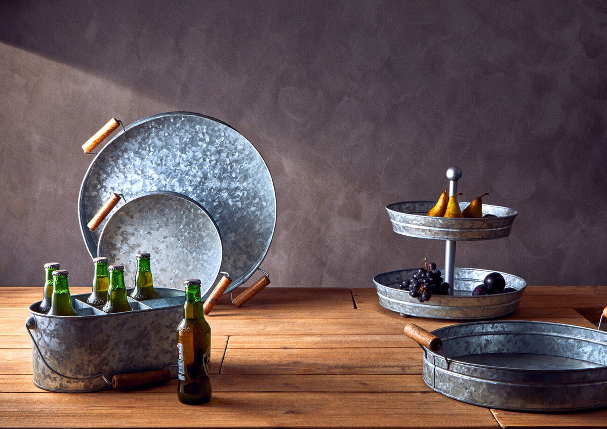 Drummond Six Compartment Oblong Galvanised Steel Caddy