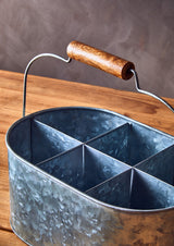 Drummond Six Compartment Oblong Galvanised Steel Caddy
