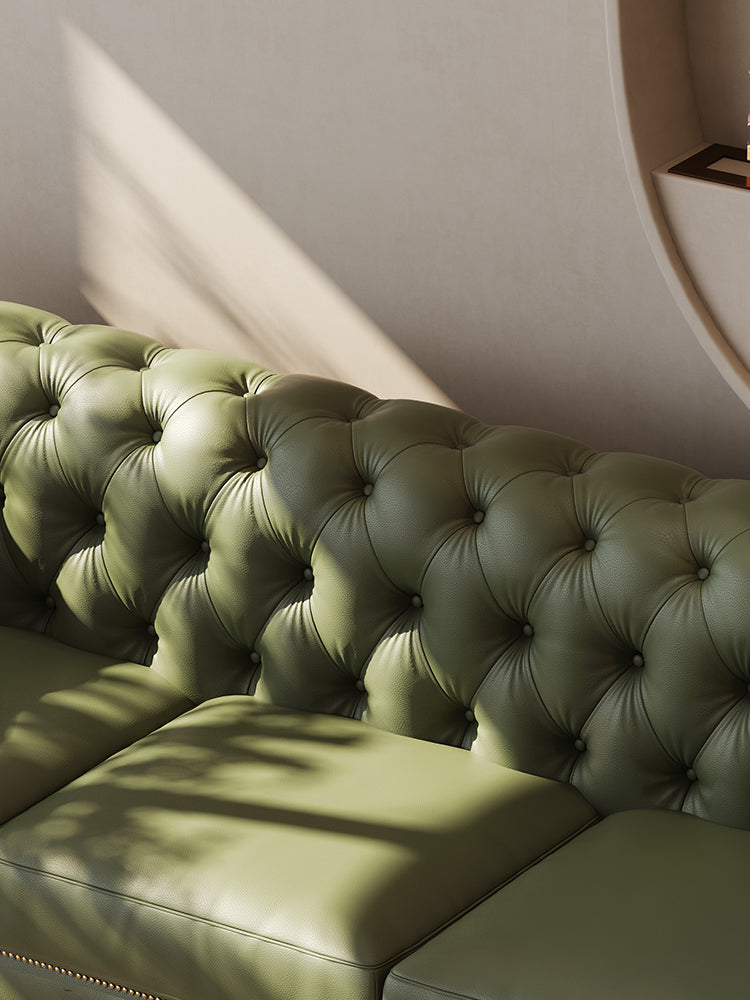 Abbado Chesterfield Three Seater Sofa, Real Leather