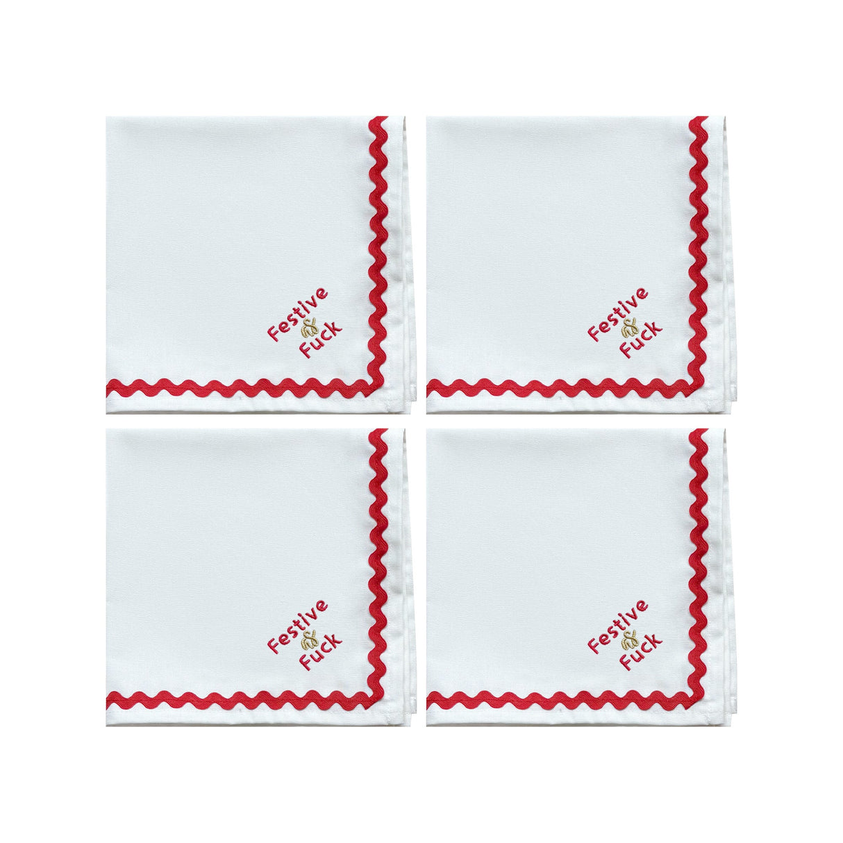 Festive as Fuck Embroidered Napkins | Set 4