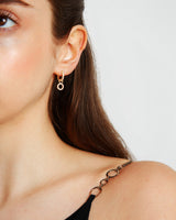 Circle Drop Hoop Huggie Earrings: Gold