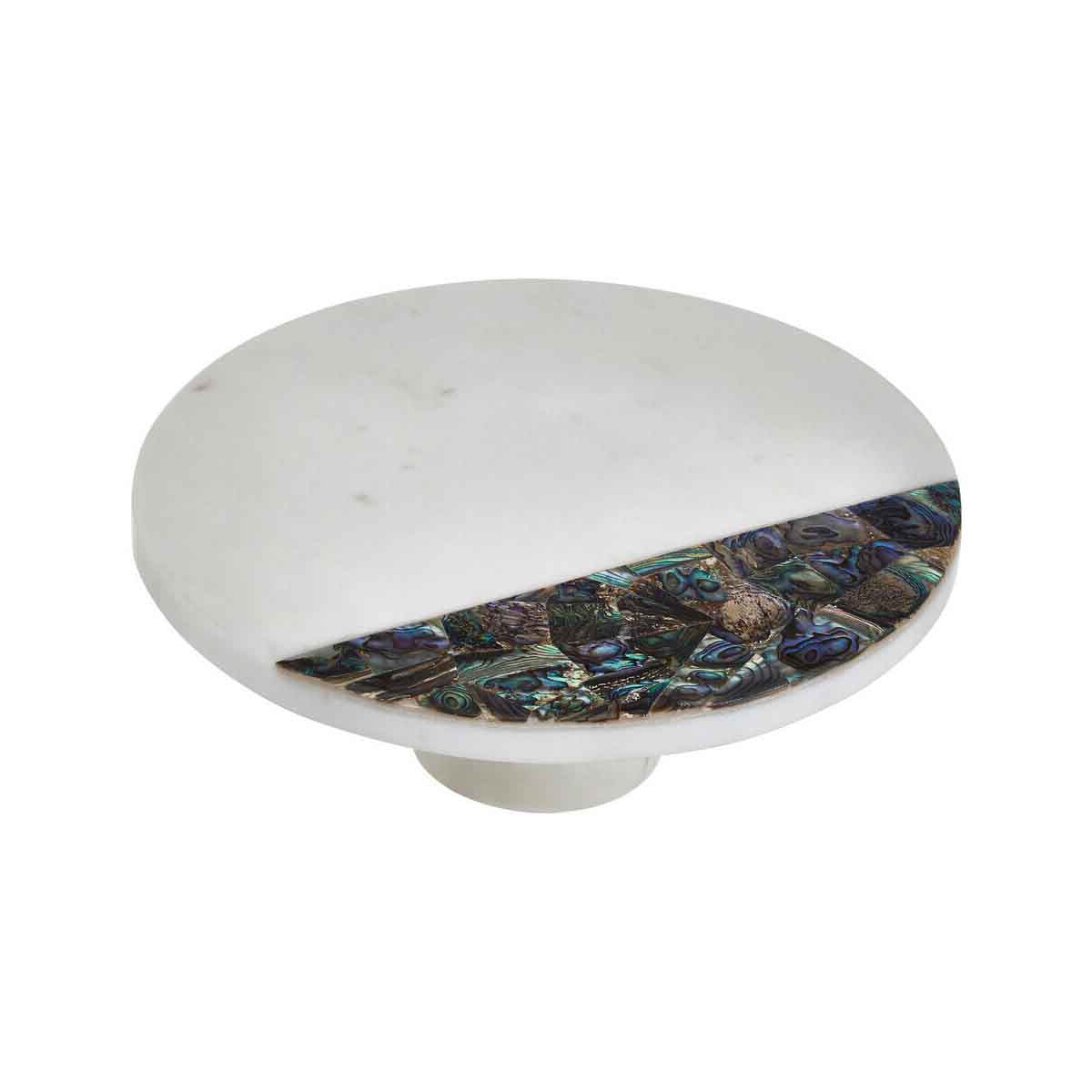 Imogen White Marble and Paua Shell Round Cake Stand