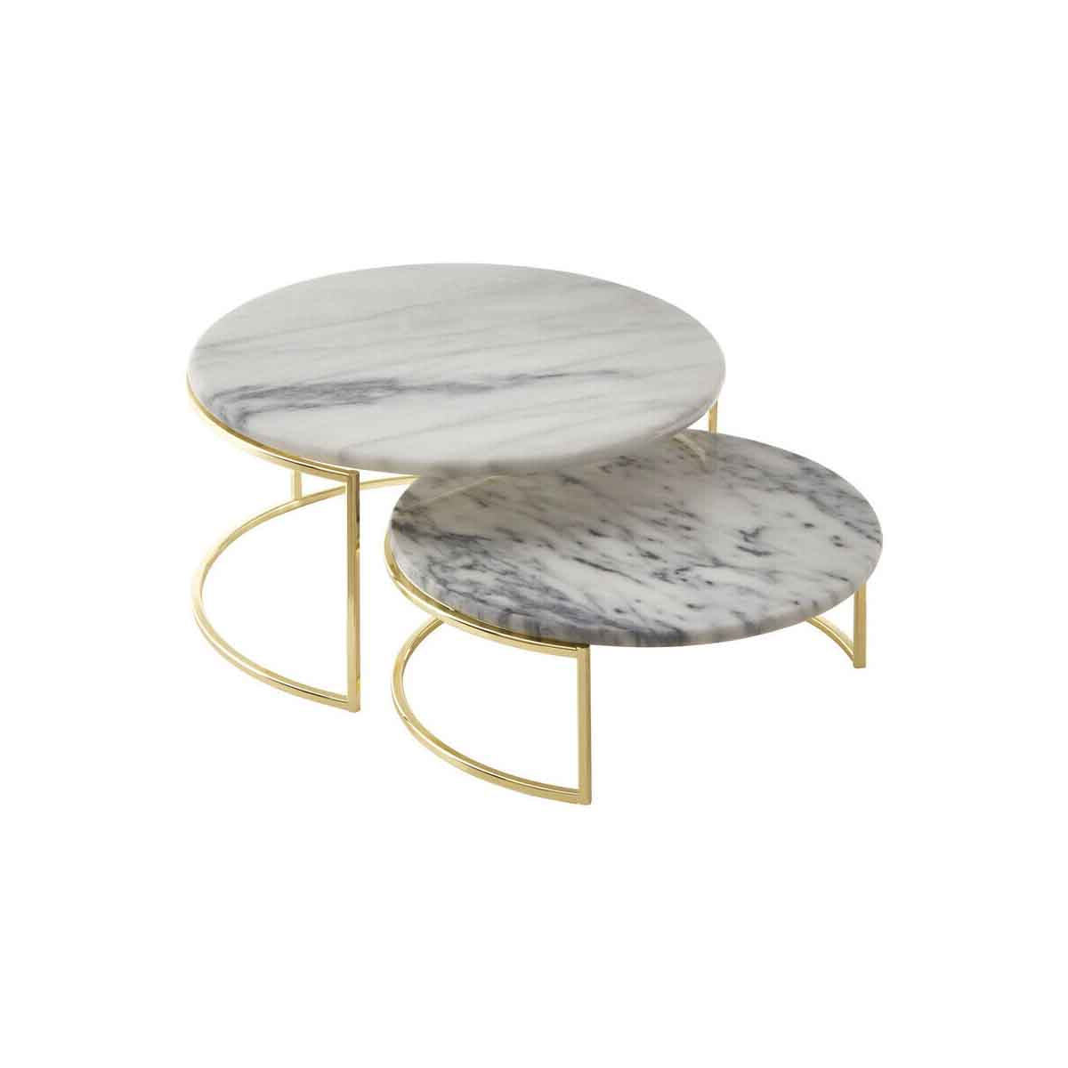 Delphine Set Of 2 White Marble Cake Stands
