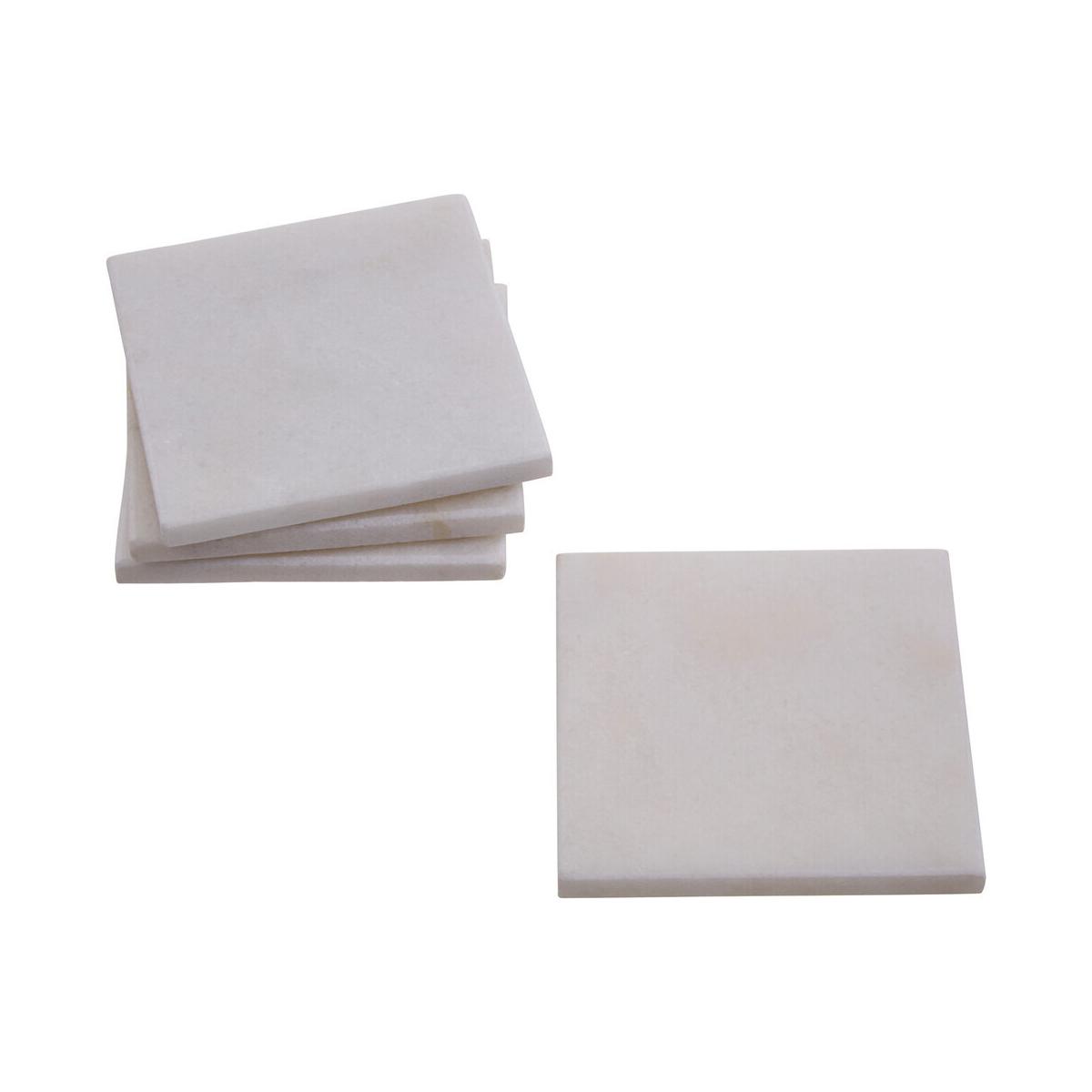 Kindia Set Of Four White Marble Square Coasters