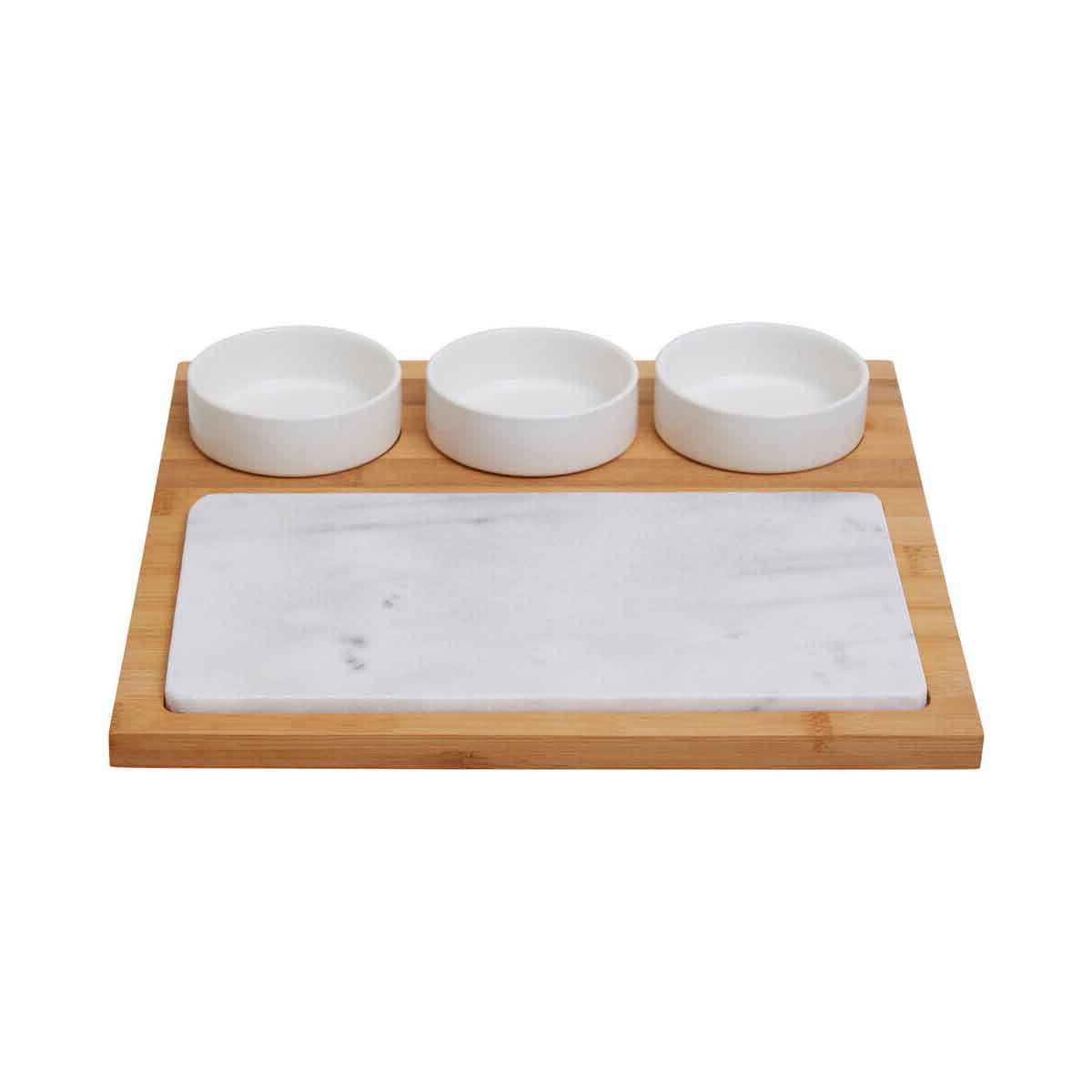 Monzaro 5 Piece White Marble And Ceramic Serving Board