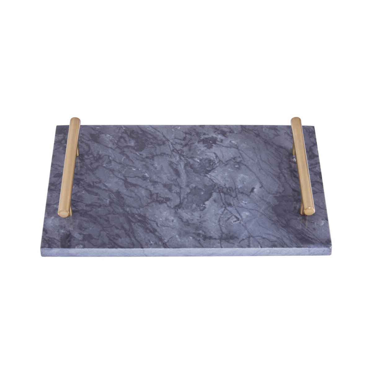 Marmore Black Marble Serving Board with Gold Handles