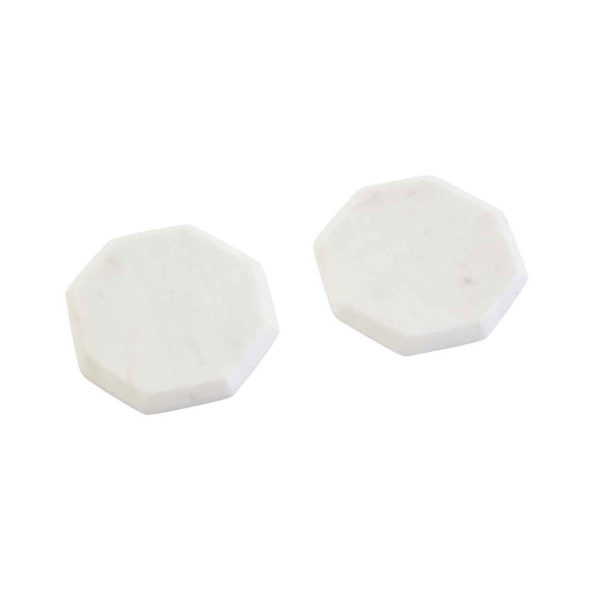 Kindia Set of 4 White Marble Octagonal Coasters