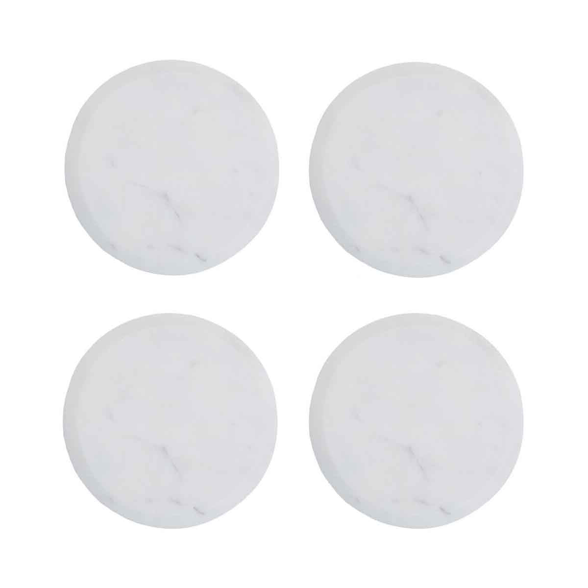 Kindia Set Of Four Round White Marble Coasters