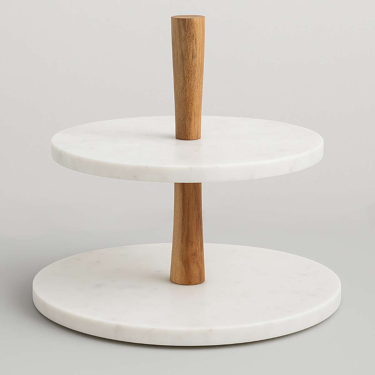 Monzaro Two Tier Marble and Acacia Wood