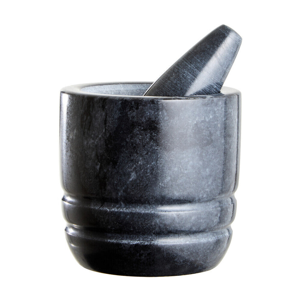 Marmore Black Marble Textured Mortar And Pestle