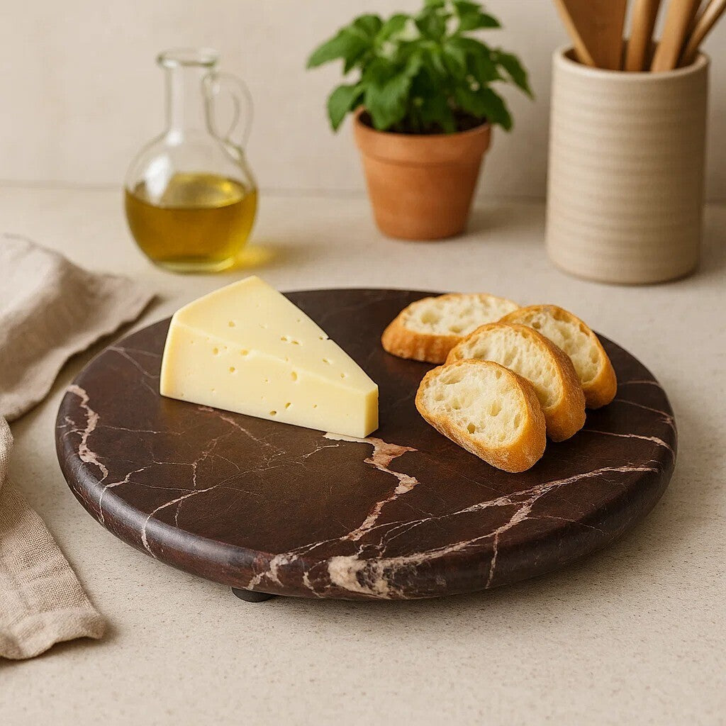 Salmo Red Marble Round Chopping and Serving Board