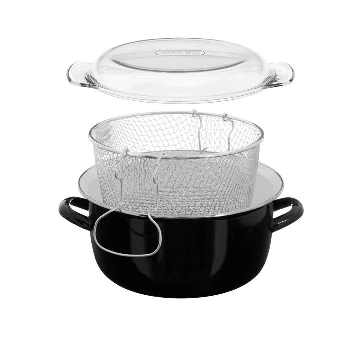 Telo Black Enamel On Steel Deep Fryer