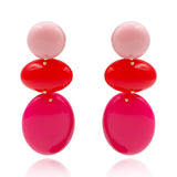 Triple Drop Resin Pink and Orange and Fuschia Drop Earrings