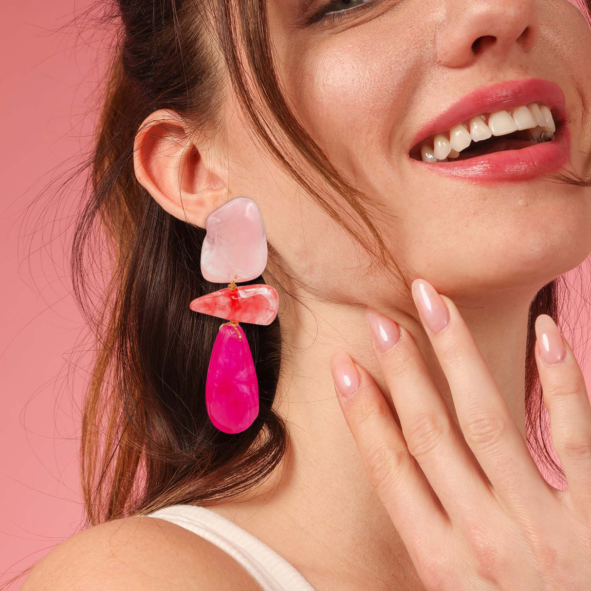 Pink and Orange and Fuschia Rockstar Drop Earrings