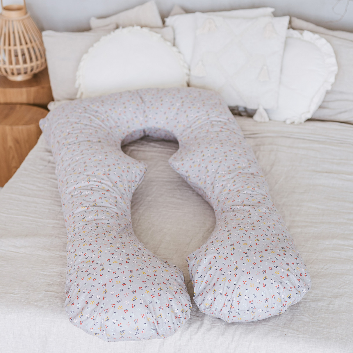 MINICAMP U-Shaped Pregnancy Pillow with Organic Cover in Grey | Kapok or PES Filling